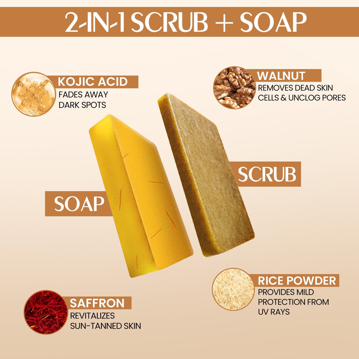 Indian Secrets Scrub Soap Kojic Acid & Saffron (Pack of 3)