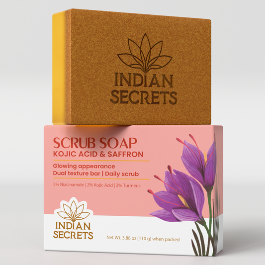 Indian Secrets Scrub Soap Kojic Acid & Saffron (Pack of 1)