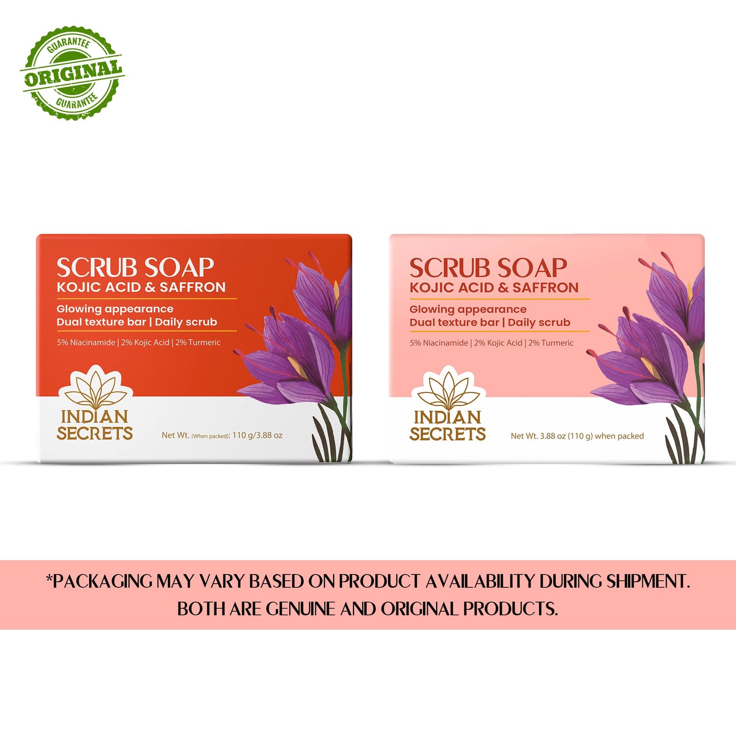 Indian Secrets Scrub Soap Kojic Acid & Saffron (Pack of 3)